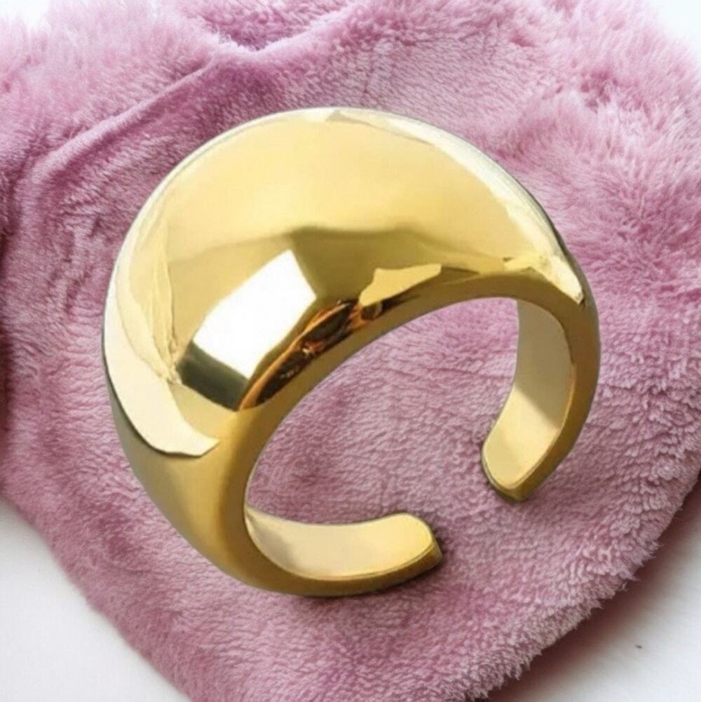 NEW 18K yellow Gold plated smooth dome adjustable chunky ring jewelry B21